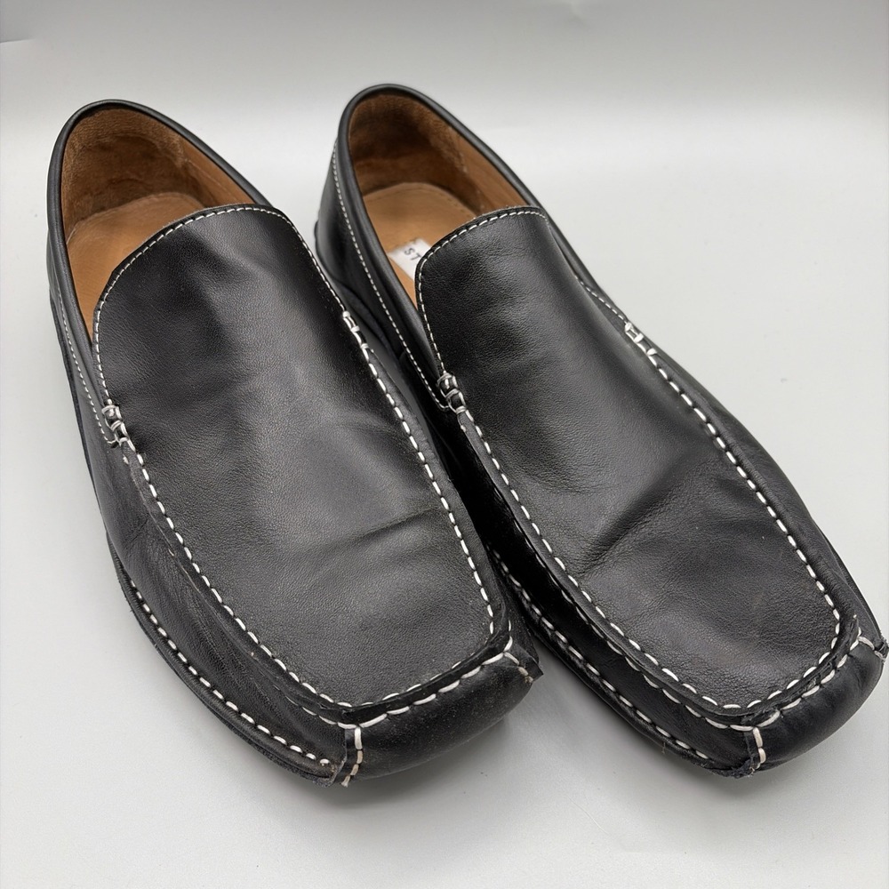 Steve Madden Novo Loafers Mens 10.5 Black Leather Driving driver Slip On Shoes